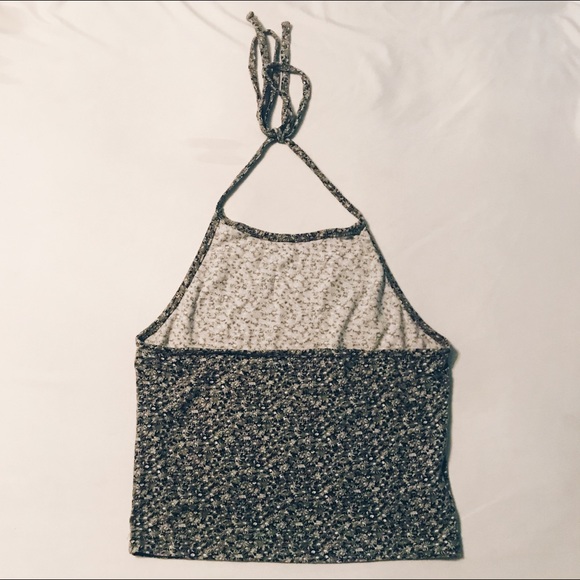 Brandy Melville Floral Cropped Halter Top - Picture 5 of 7